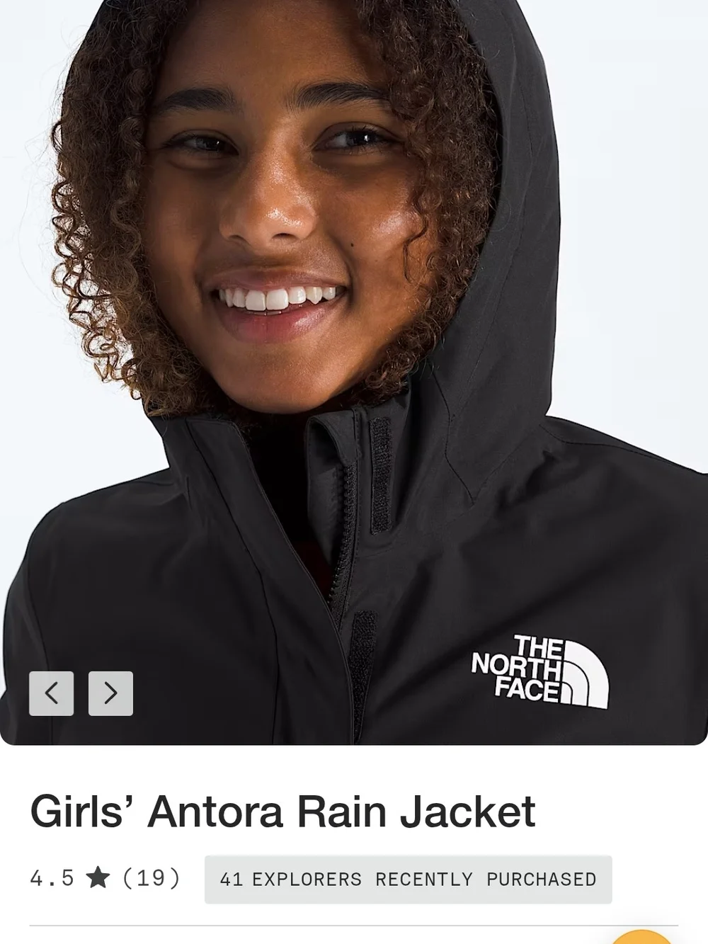 The North Face Girls' Antora Rain Jacket - Black